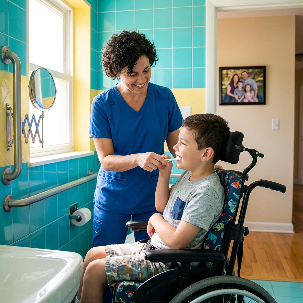 PCA helping child with daily activities