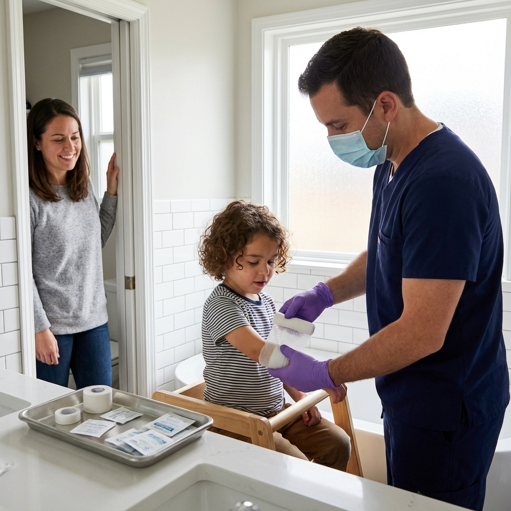 RN performing wound care