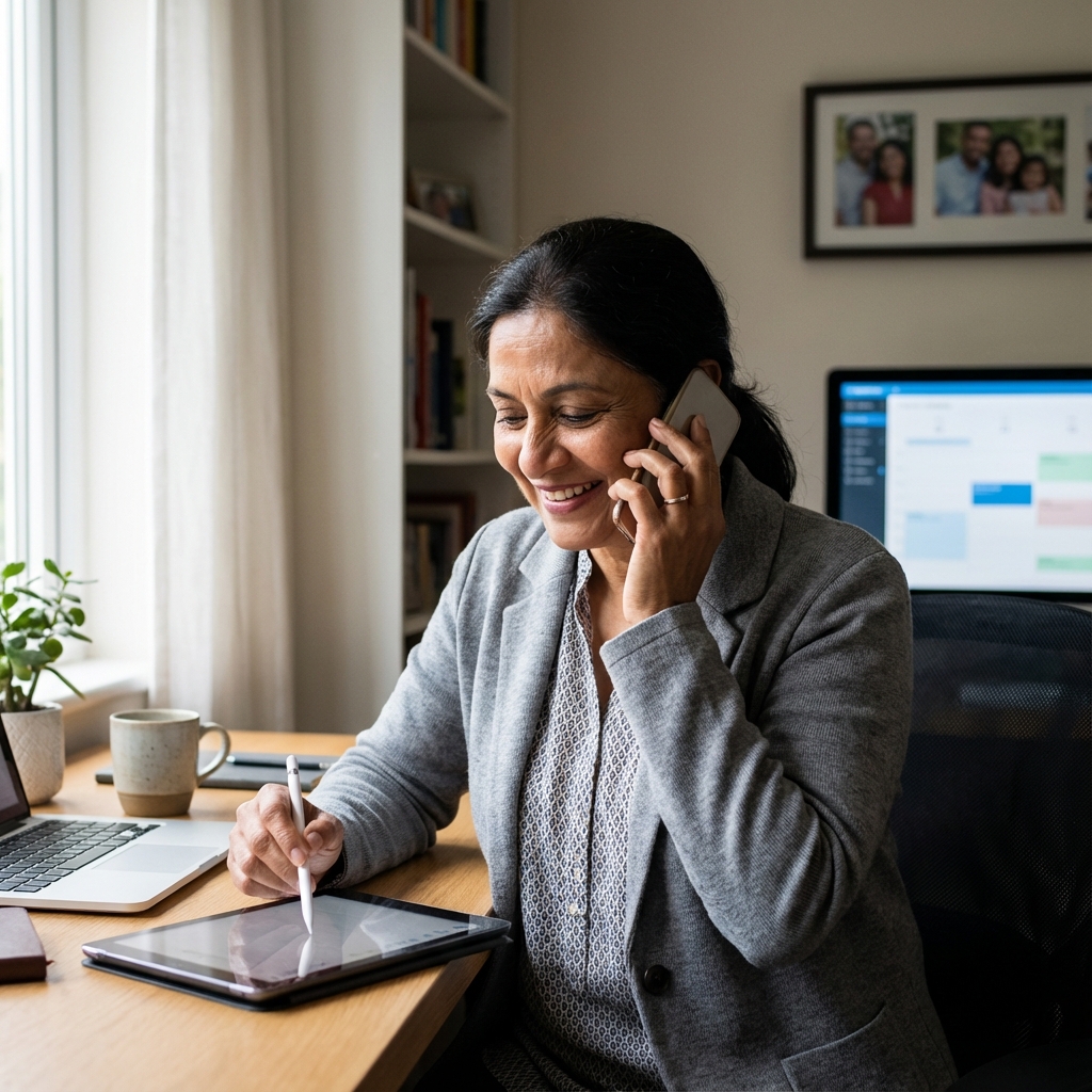 Intake coordinator on phone call